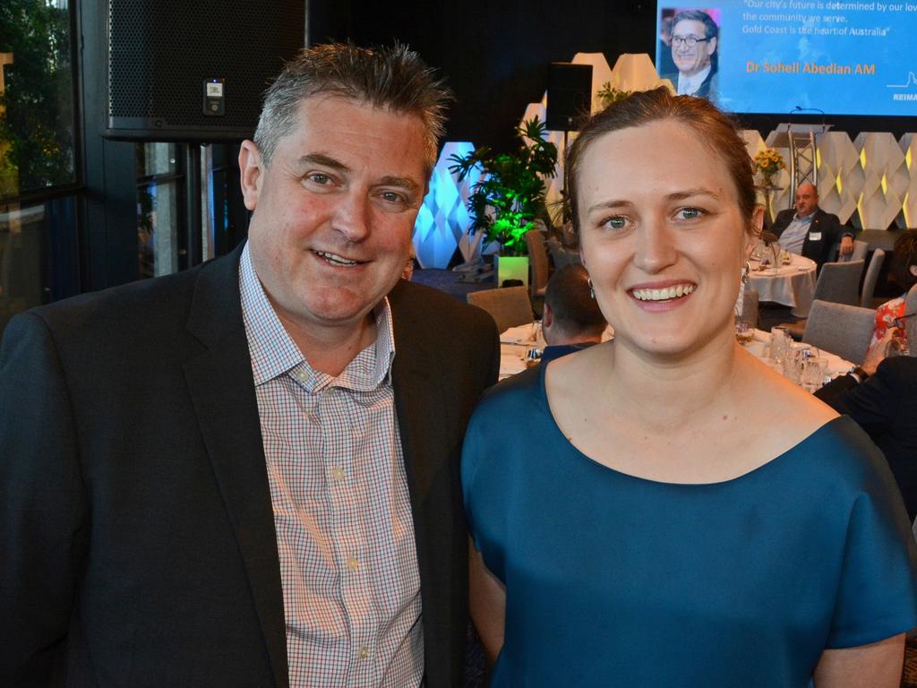 Geoff Missen and Christine Buxton at the Reimagine 2.0 breakfast at The Island, Surfers Paradise. Picture: Regina King.