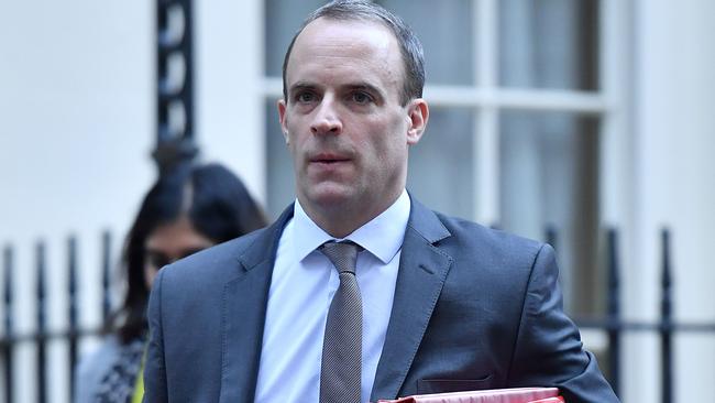 Britain's Secretary of State for Exiting the European Union (Brexit Minister) Dominic Raab leaves Downing Street.