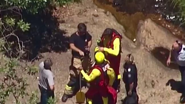 Emergency services searching for a man after he failed to resurface at the Killarney Glen waterhole. Photo Supplied Channel 9