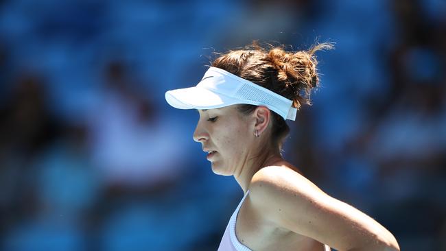 Belinda Bencic of Switzerland went down in just 49 minutes in her loss to Anett Kontaveit of Estonia. Picture: Getty Images