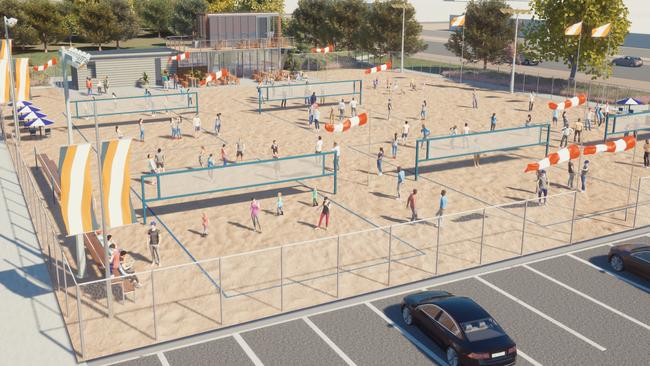 The plan is for a multi-use sports and activity hub at Bonython Park. Picture: Volleyball SA