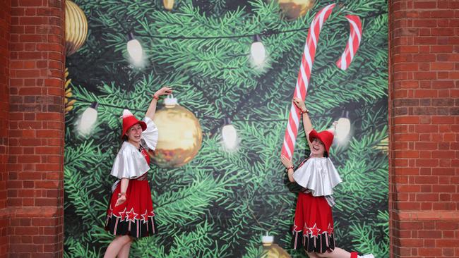 Elves Sugar Plum Jingles and Pudding at the Christmas themed 3D wall art installations for the Christmas in Central Geelong program. Picture: Peter Ristevski