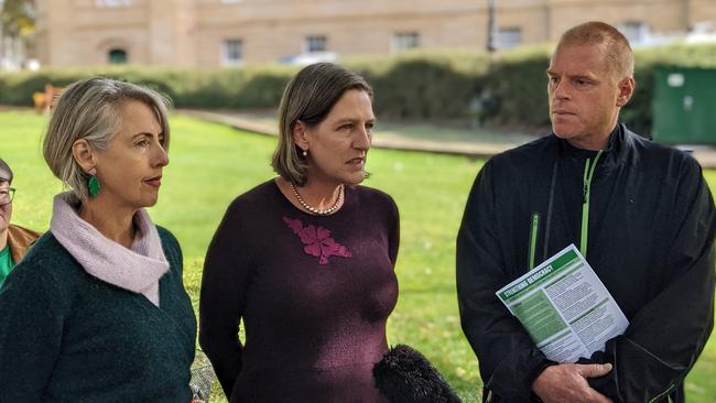 Greens candidates Rosalie Woodruff, left, Cassy O’Connor and Vica Bayley.