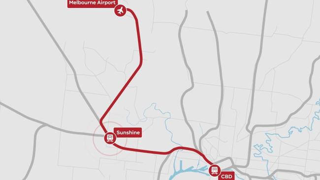 The proposed line will run from a transport hub at Sunshine to Tullamarine.