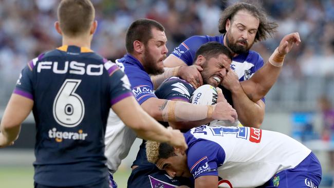 Melbourne subdued Canterbury’s powerful forward pack.
