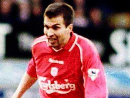 Liverpool's Markus Babbel scores Liverpool's second goal against Everton  (Photo by Matthew Ashton/EMPICS via Getty Images)