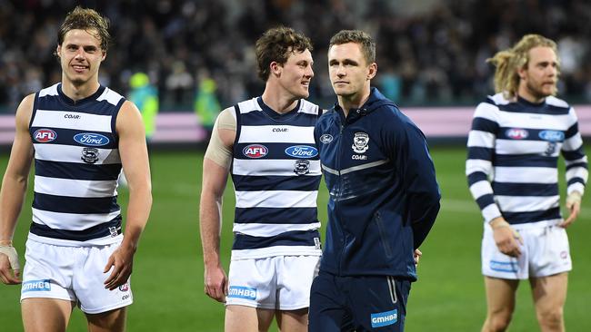 Joel Selwood after the Round 23 win over GWS at Simonds Stadium.