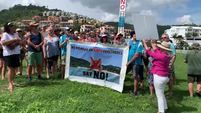 Airlie Beach community members protest 12-storey resort development