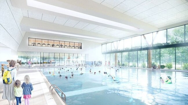 An artist’s impression of the swimming pool at the proposed Crows training centre.