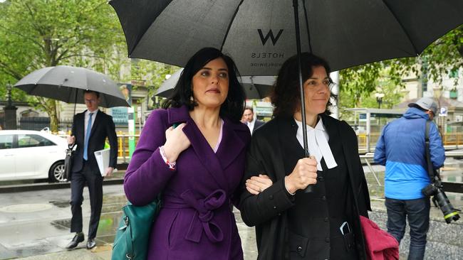 Moira Deeming and her barrister Sue Chrysanthou, right, arrive at court in September. Picture: NewsWire / Luis Enrique Ascui