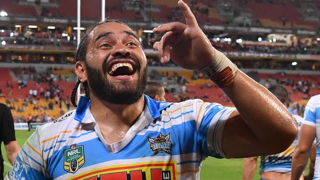 Konrad Hurrell in celebratory mood after the Titans win.