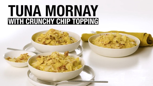 Tuna mornay and crunchy chip topping