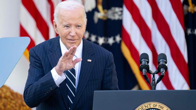 Joe Biden waves after his address in the Rose Garden. Picture: AFP.