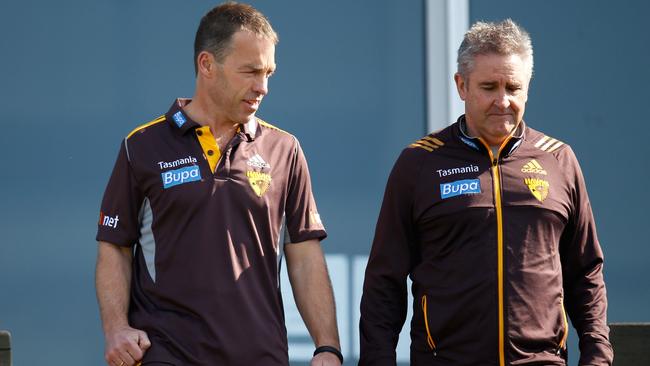 Alastair Clarkson and Chris Fagan during their time at the Hawks. (Photo: Michael Willson/AFL Media)