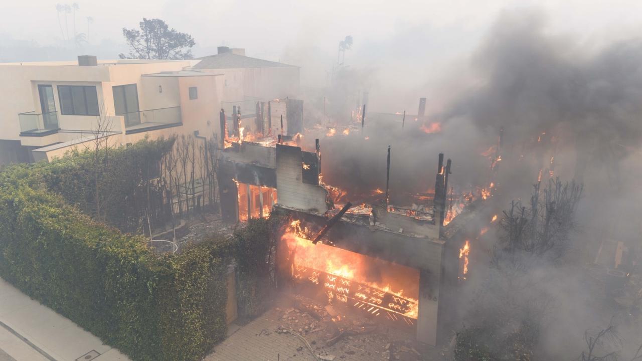 Leighton Meester and Adam Brody's house burns down amid the Pacific Palisades wildfire. Picture: SPOT-Stoianov-BUFR/BACKGRID