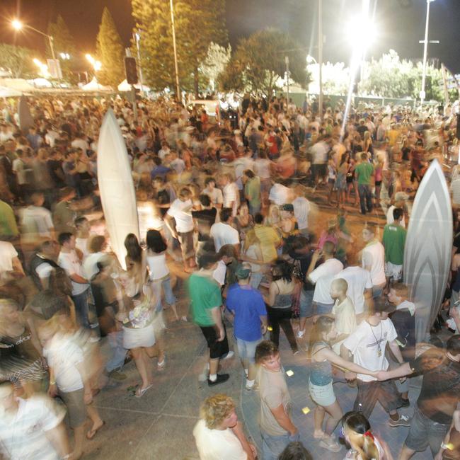 Part of the Schoolies Week crowd in Cavill Avenue on the first official night of annual event at Surfers Paradise on the Gold Coast.