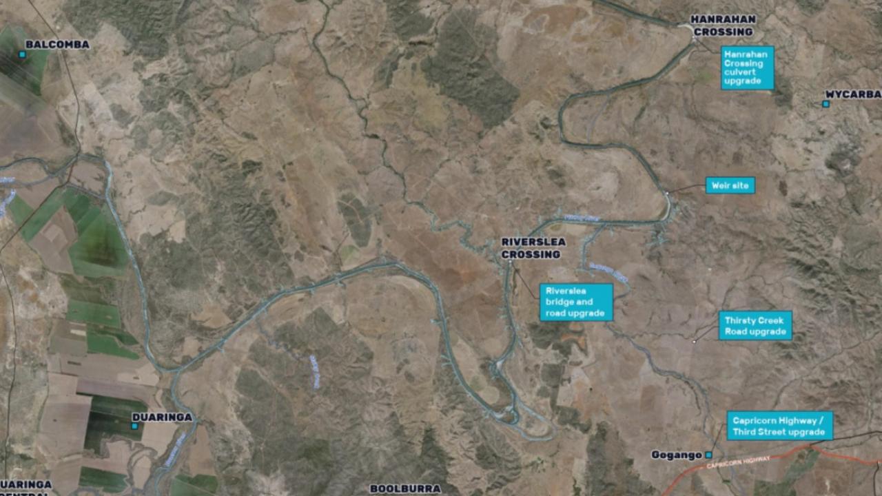ROOKWOOD MAP: These are the main features of the Rookwood Weir project which is situated on the Fitzroy River, approximately 66km southwest of Rockhampton.