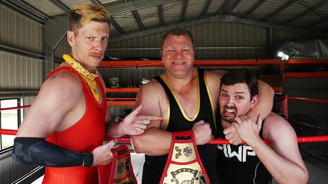 Pro Wrestling Power’s the Prince of Port Douglas, Steve "The Powerhouse" Andrews and Dean "Rocko Rumble" McLachlan are heading to Carnivale. Picture: Brendan Radke