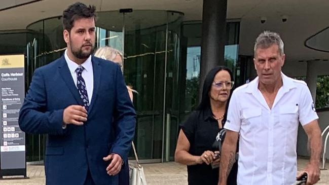 Flynn James Saville (at left) leaves Coffs Harbour Local Court on November 1.