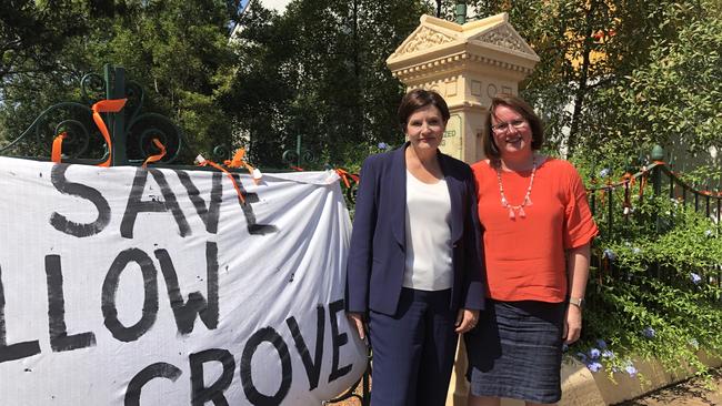 Labor leader Jodi McKay and Parramatta councillor Donna Davis at Willow Grove, Parramatta.