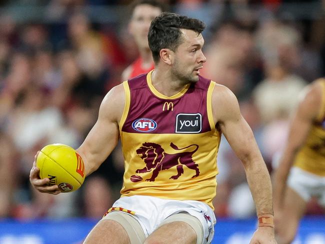 GOLD COAST, AUSTRALIA - JULY 29: Conor McKenna of the Lions in action during the 2023 AFL Round 20 match between the Gold Coast SUNS and the Brisbane Lions at Heritage Bank Stadium on July 29, 2023 in Queensland, Australia. (Photo by Russell Freeman/AFL Photos via Getty Images)