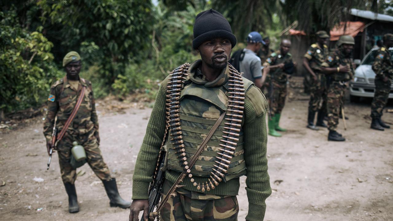 Ms Inkster is alone in one of the most dangerous countries in the world, the Democratic Republic of Congo (above in February this year). Picture: Alexis Huguet / AFP