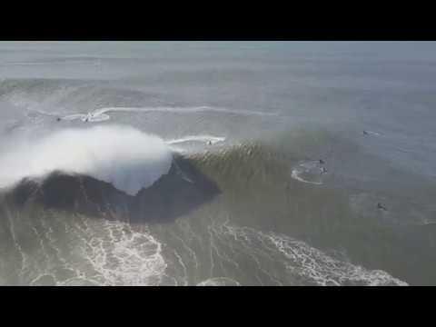 Drone Footage Captures View of Gigantic Waves in Nazare. Credit - Dan Ngo via Storyful