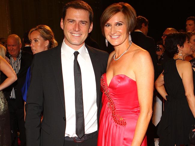 Karl Stefanovic and his ex-wife Cassandra Thorburn arrive on the red carpet ahead of the 2011 Logie Awards. Picture: Getty