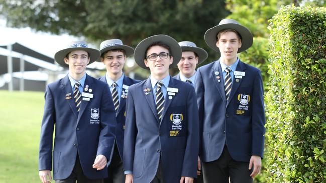 Moreton Bay Boys’ College captains Hudson, Flynn, Jackson, Ben and Brandon. 