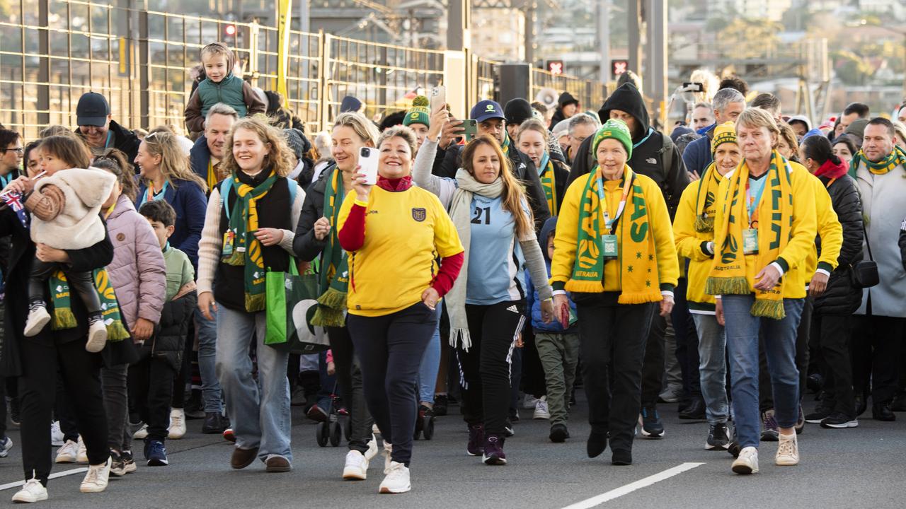 Thousands of fans walked over the Harbour Bridge on Sunday. Picture: Monique Harmer