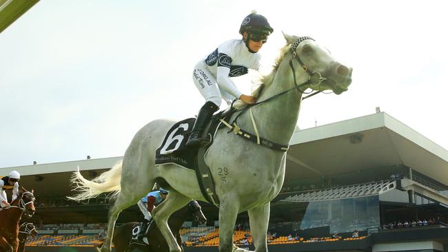 Rachel King made it a winning hat-trick on Greysful Glamour. Picture: Getty Images