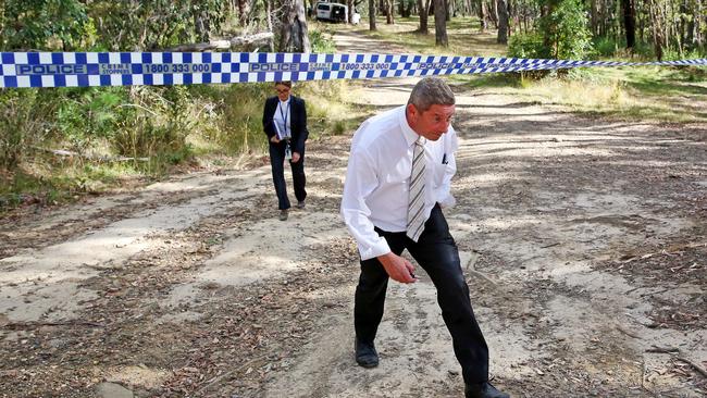 Police at the scene where Karen Ristevski’s badly decomposed body was found. Picture: Mark Stewart