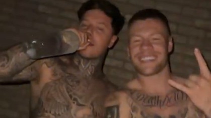 Collingwood star Jordan De Goey and tattoo artist Luke Dyson partying in New York. Picture: Instagram