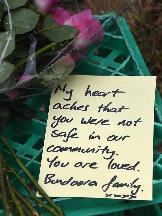 A message for the young murder victim. Picture: Nicole Garmston