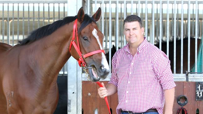 Trainer, Chris Anderson at Eagle Farm. Picture: Steve Pohlner