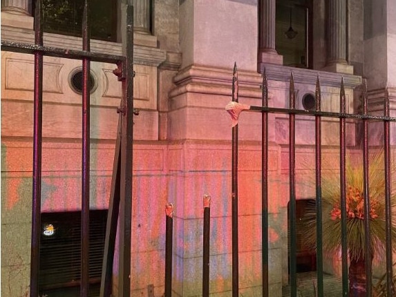 Parliament House removed a section of their fence after a man became imapled on it. Source: SAPOL