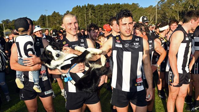 Hahndorf players celebrate after their win. Picture: Tom Huntley