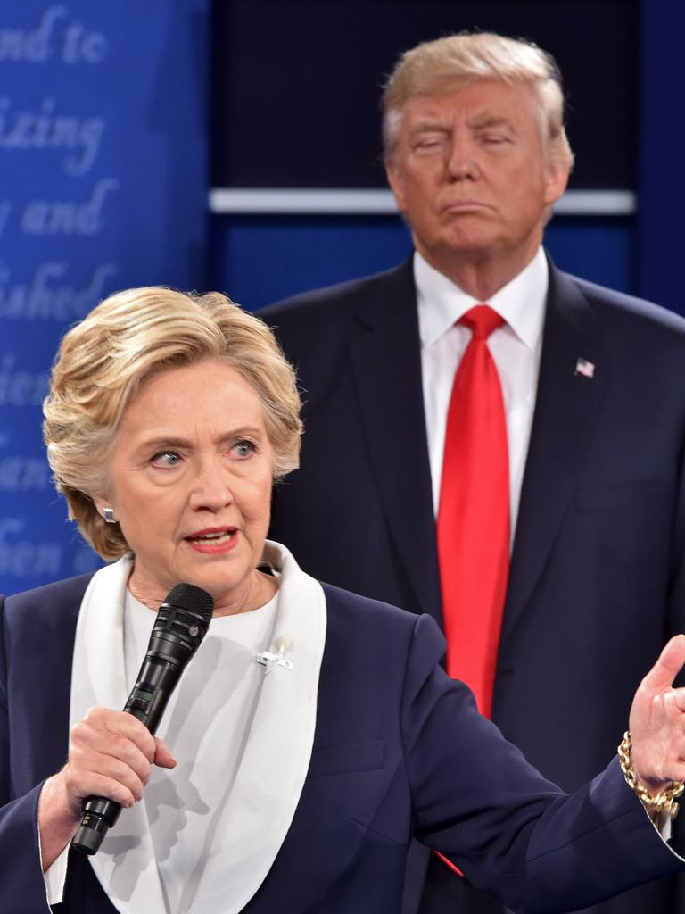 Trump and Clinton debate in the 2016 presidential election campaign. Picture: AFP