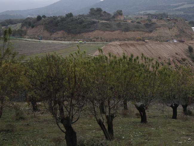 Burial site ... Casta Hill near Amphipolis in northern Greece, where archaeologists are excavating the 4th century BC tomb. Picture: Petros Giannakouris/AP