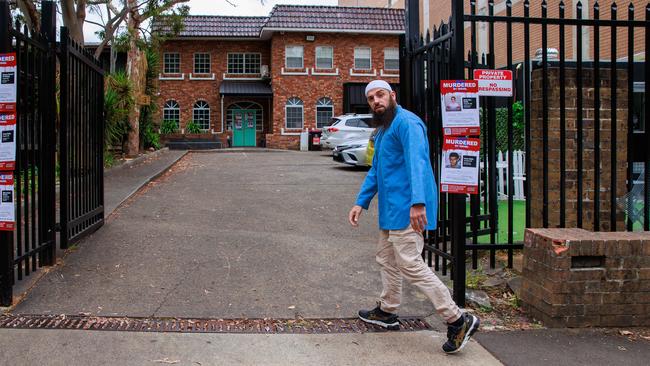 Abu Ousayd, pictured outside the Al Madina Dawah Centre, has called on people to spit on Israel so ‘Jews would drown’. Picture: Justin Lloyd