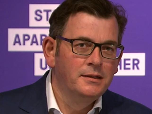 Daniel Andrews dismissed questions about whether he would provide his telecommunications to the hotel quarantine inquiry. Picture: Sky News via NCA NewsWire