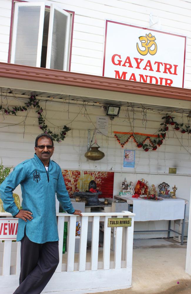 Hindu Society of Queensland president Daven Pathik outside the Gayatri Mandir temple at Boondall. Picture: Michelle Smith