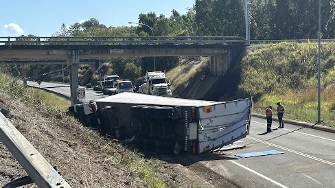 Bruce Highway truck rollover. Photo: Contributed