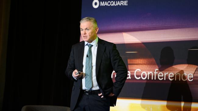 Santos chief executive Kevin Gallagher at the Macquarie Australia Conference in Sydney on Thursday.