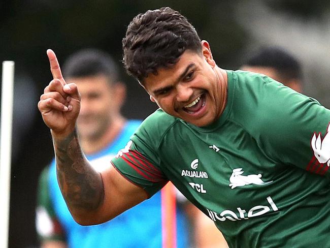 Latrell Mitchell during South Sydney Rabbitohs training ahead of their first game of the season against the Sharks.  Picture. Phil Hillyard