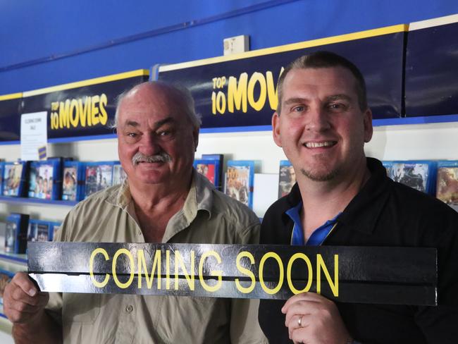 Peter Fife, left, the man who saved Gympie’s last video store and the job of store manager David Kendall, right. Picture: Rowan Schindler/The Gympie Times