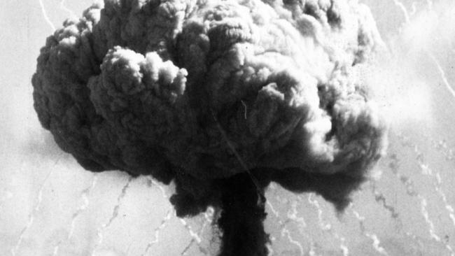 A mushroom cloud from an atomic bomb test over Maralinga in September, 1957. Picture: UKAEA, AWRE