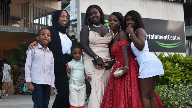 Erasme Tumukunde, Chandier Puotpot, Joseline Dusabe, Ange Izere at the 2021 Bundamba State Secondary College year 12 formal, Ipswich Turf Club 17th of November 2021. Picture: Jessica Baker
