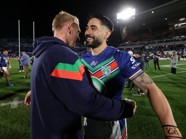 Andrew Webster (L) has reinvigorated his halfback Shaun Johnson. Picture: Getty Images