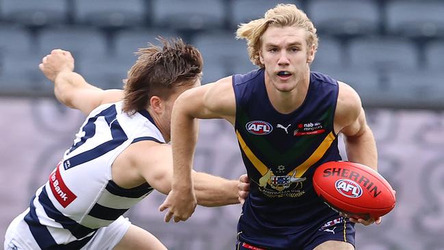 NAB AFL Academy vs Geelong VFL team at GMHBA Stadium. 24/04/2021. Jason Horne of the NAB AFL Academy. Pic: Michael Klein